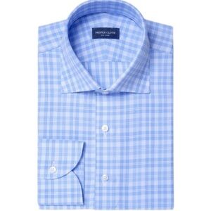 Proper Cloth The Italian Multi Check Shirt‎ Blue White Novara Blue Multi Check